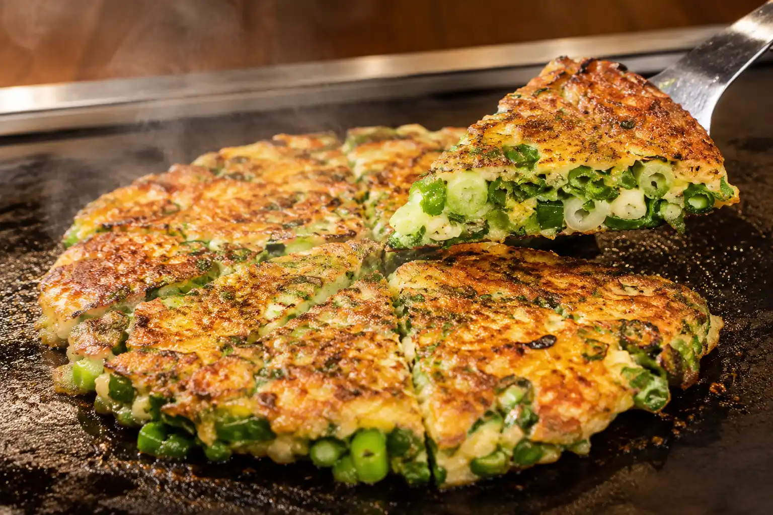 Negiyaki — green onion-packed Osaka dish